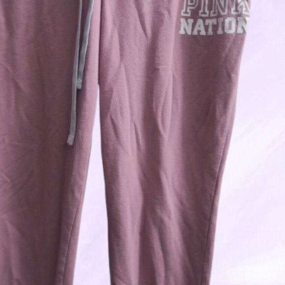 PINK Victoria's Secret shoelace front leggings pink nation left leg drawstring M - Picture 11 of 13